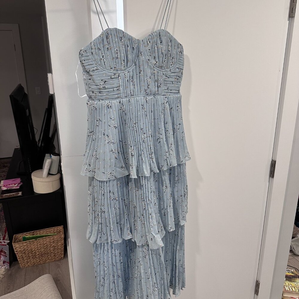 Self-Portrait Metallic Floral Tiered Midi Dress - Picture 3 of 10